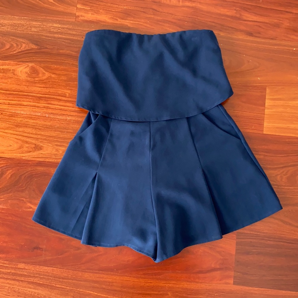 Navy Blue Strapless Romper - Size Small